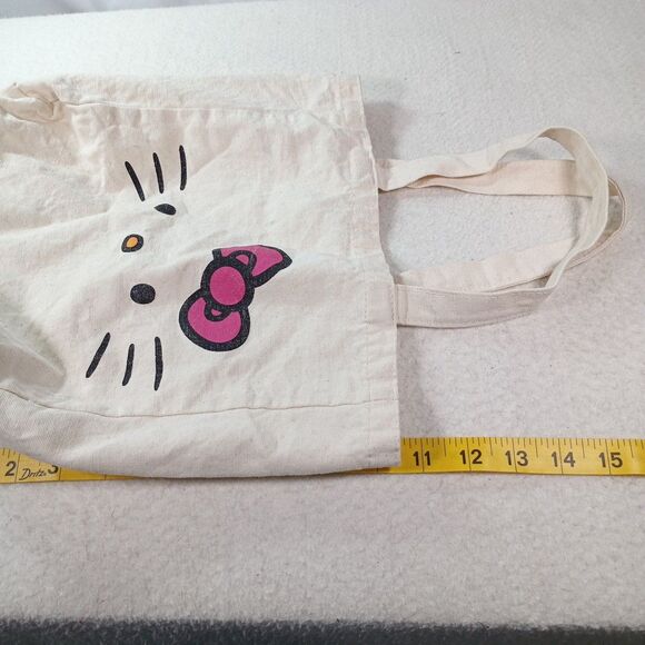 Hello Kitty Canvas Tote Bag Sanrio 2012 Licensed Reusable SmallShopper Purse Bag - Picture 10 of 11